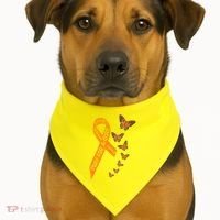 Multiple Sclerosis Awareness Butterfly Orange Ribbon USA-Made Doggie Bandana thumb 1
