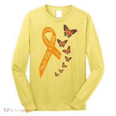 Multiple Sclerosis Awareness Butterfly Orange Ribbon Long Sleeve Shirt