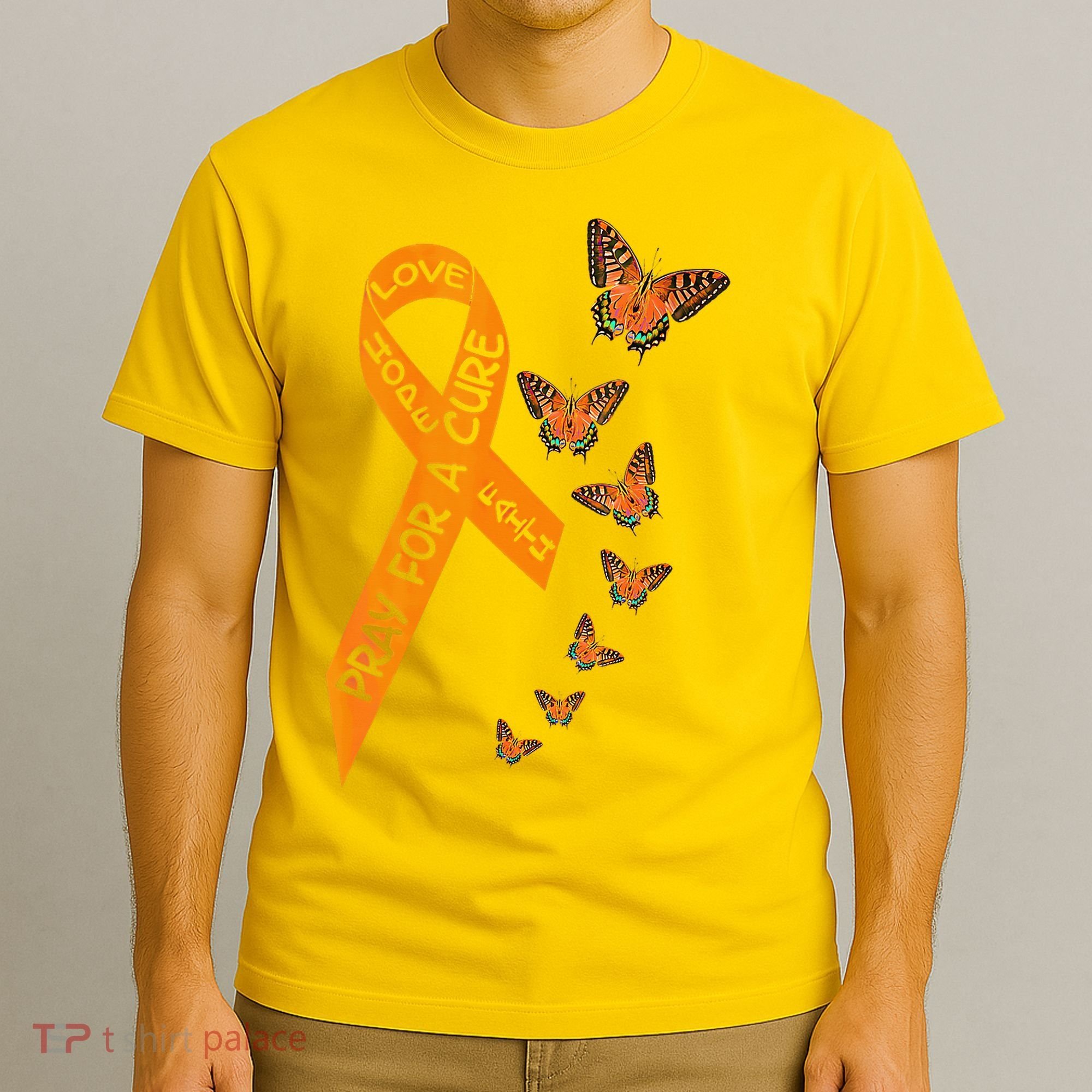 Multiple Sclerosis Awareness Butterfly Orange Ribbon T-Shirt