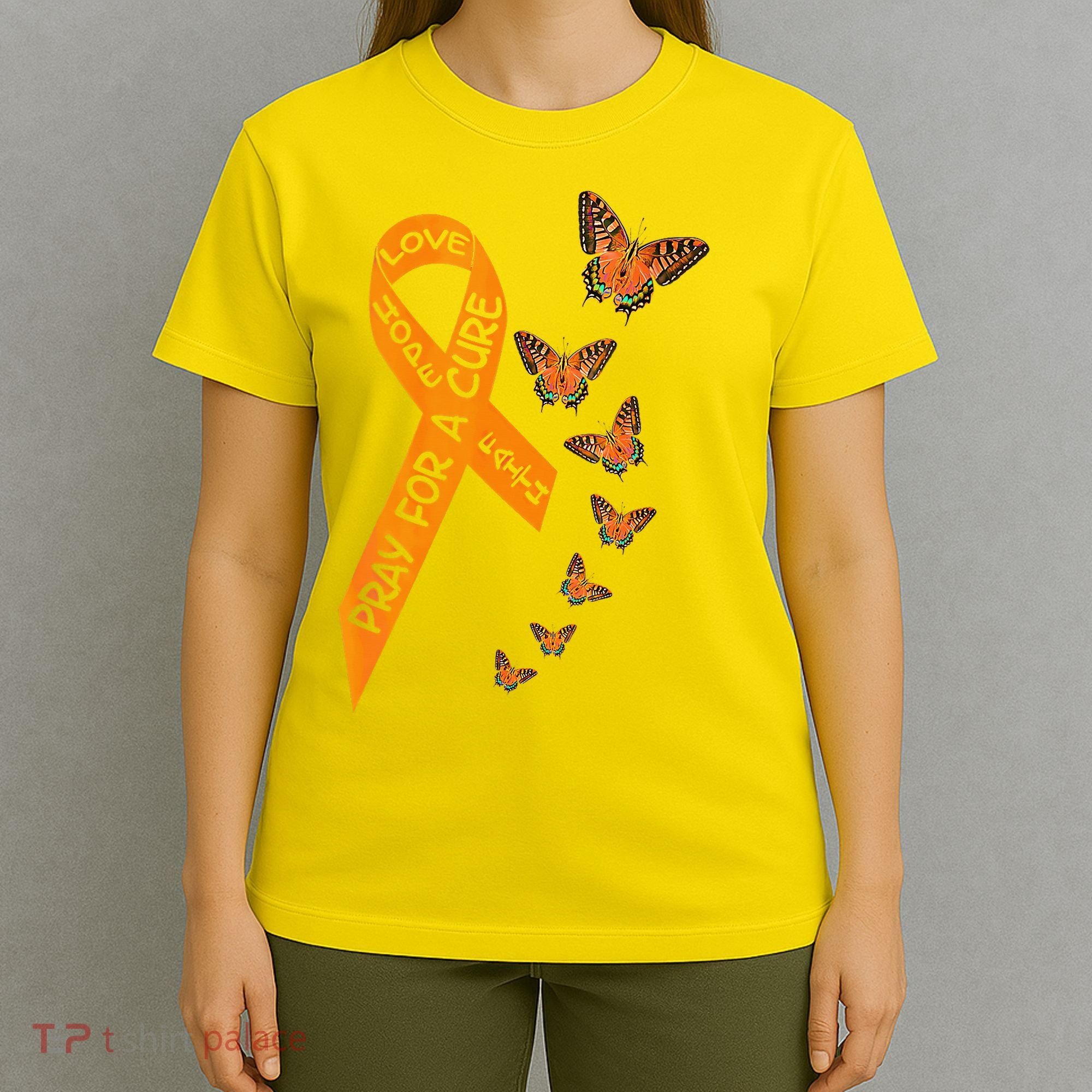 Multiple Sclerosis Awareness Butterfly Orange Ribbon T-Shirt