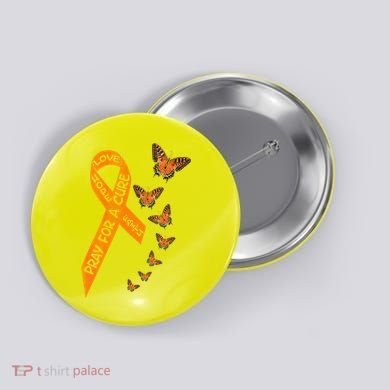 Multiple Sclerosis Awareness Butterfly Orange Ribbon Button