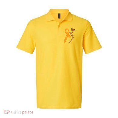Multiple Sclerosis Awareness Butterfly Orange Ribbon Polo