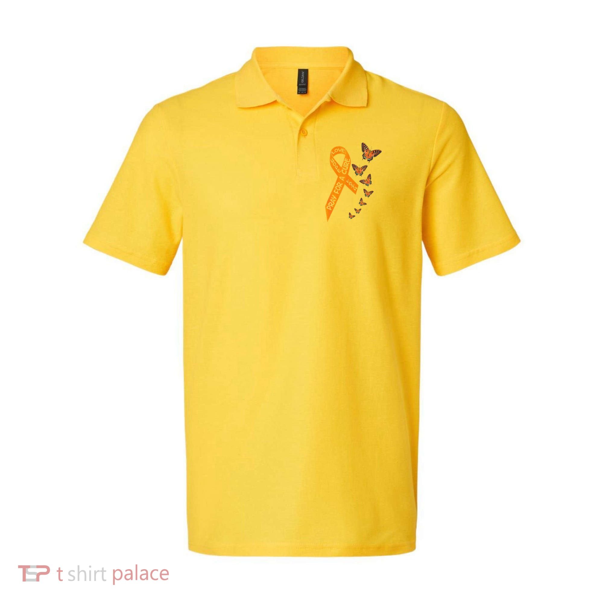 Multiple Sclerosis Awareness Butterfly Orange Ribbon Polo