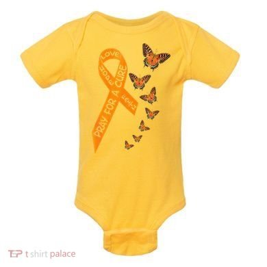 Multiple Sclerosis Awareness Butterfly Orange Ribbon Baby Bodysuit