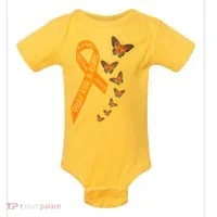 Multiple Sclerosis Awareness Butterfly Orange Ribbon Baby Bodysuit thumb 0