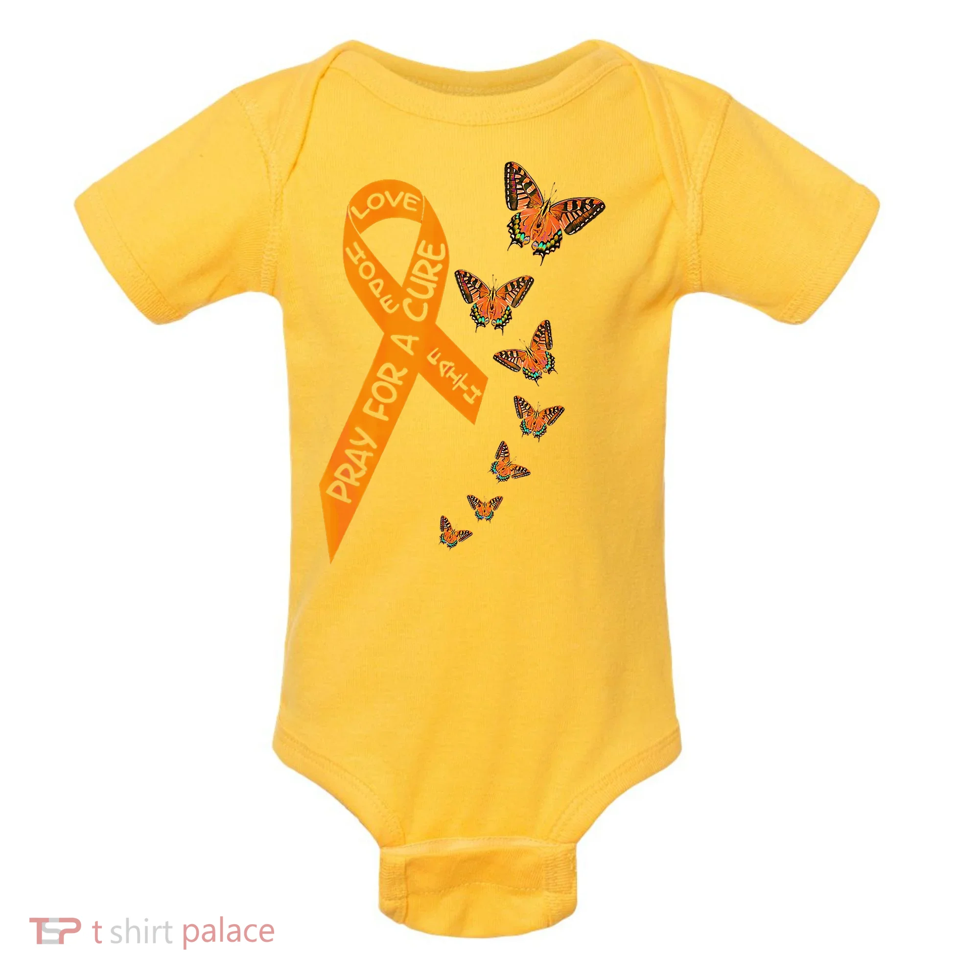 Multiple Sclerosis Awareness Butterfly Orange Ribbon Baby Bodysuit