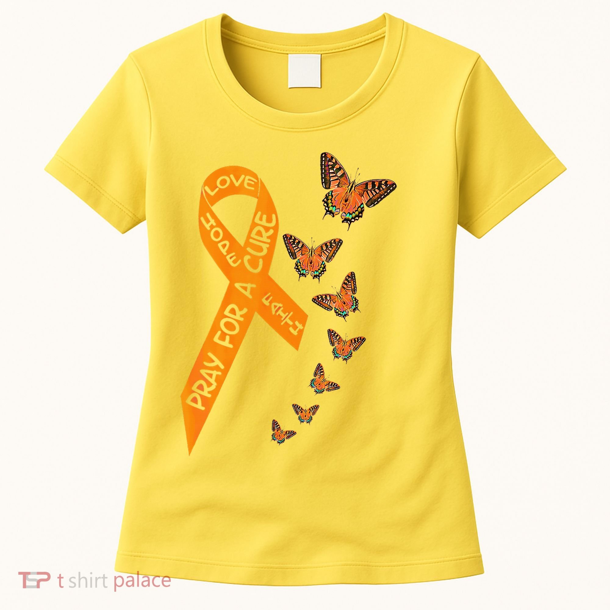 Multiple Sclerosis Awareness Butterfly Orange Ribbon Women's T-Shirt