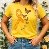Multiple Sclerosis Awareness Butterfly Orange Ribbon Women's T-Shirt thumb 2