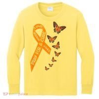 Multiple Sclerosis Awareness Butterfly Orange Ribbon Kids Long Sleeve Shirt thumb 0