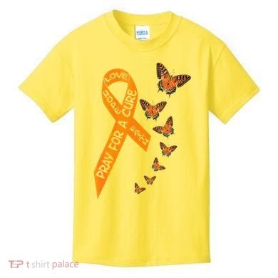 Multiple Sclerosis Awareness Butterfly Orange Ribbon Kids T-Shirt
