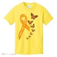 Multiple Sclerosis Awareness Butterfly Orange Ribbon Kids T-Shirt thumb 0