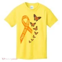 Multiple Sclerosis Awareness Butterfly Orange Ribbon Kids T-Shirt thumb 0