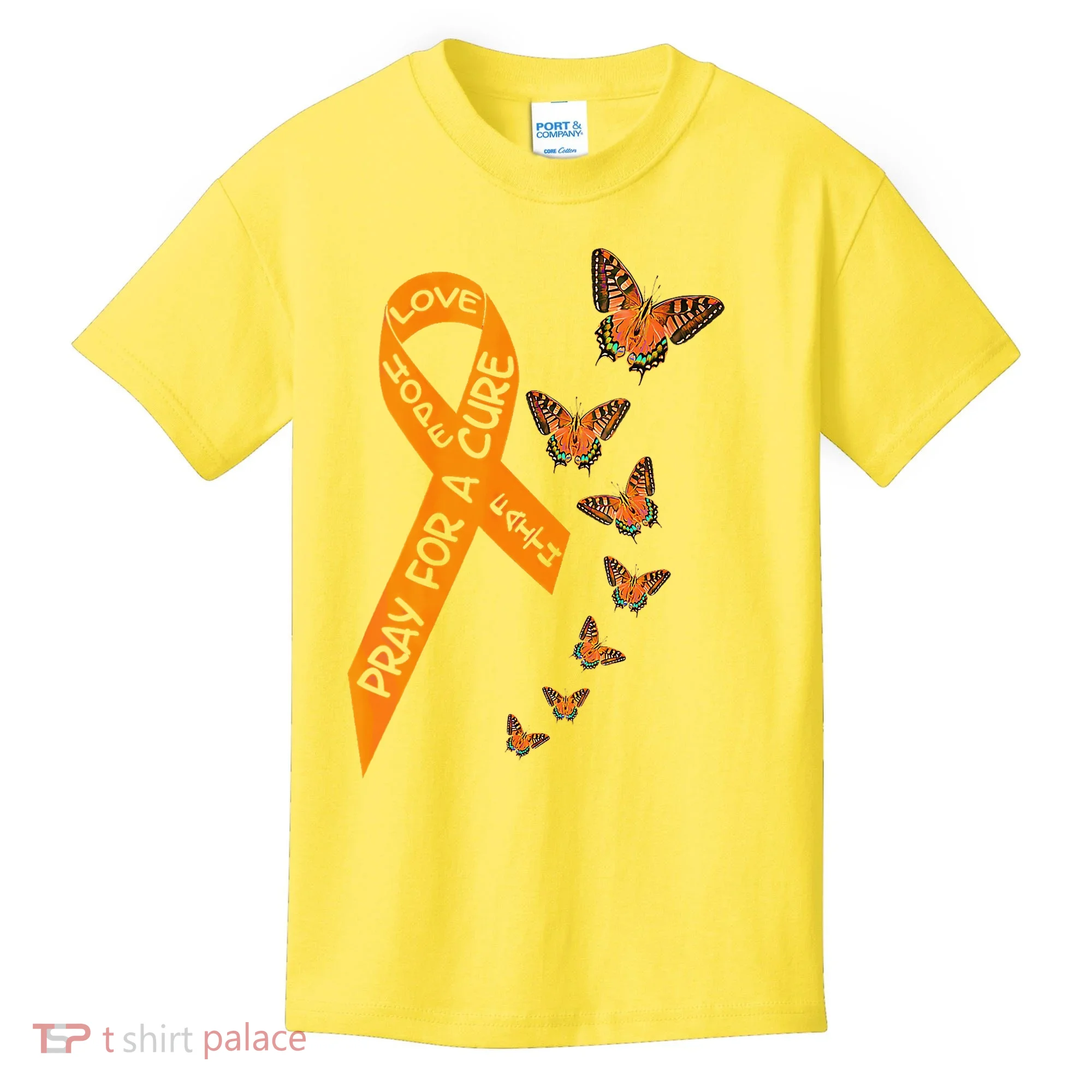 Multiple Sclerosis Awareness Butterfly Orange Ribbon Kids T-Shirt