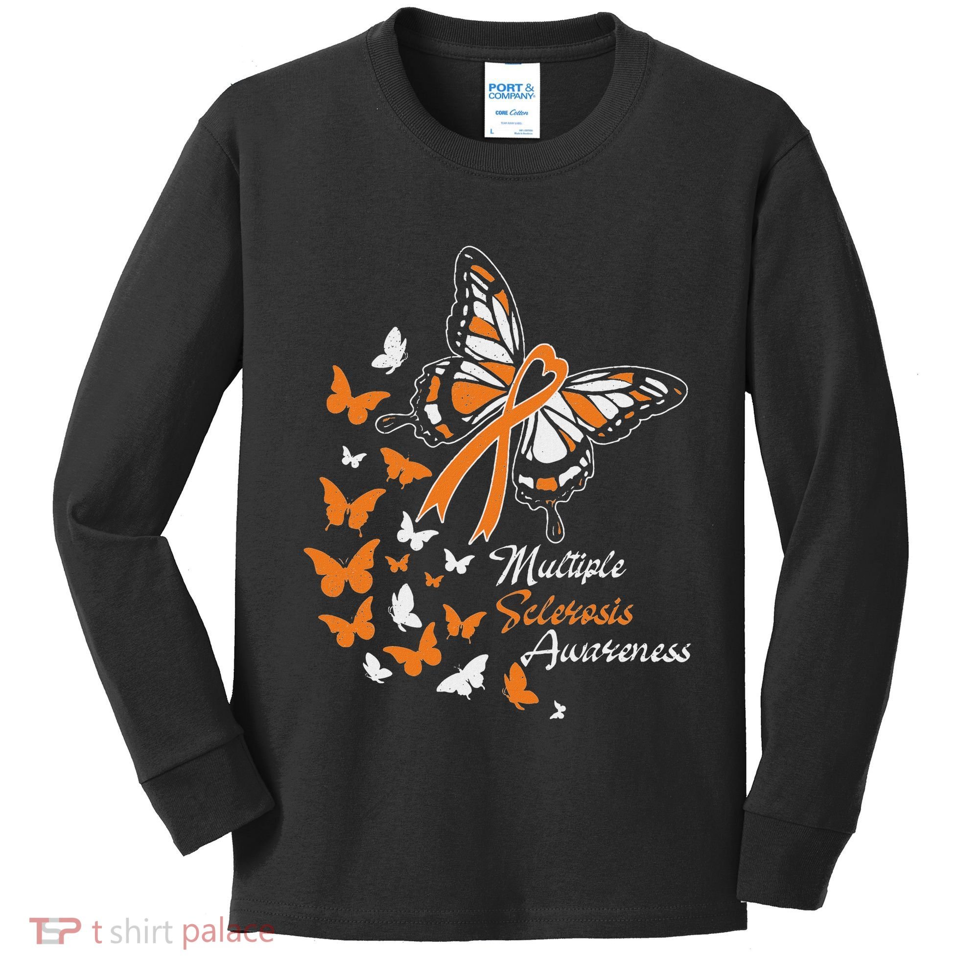 Multiple Sclerosis Awareness Butterflies Gift Kids Long Sleeve Shirt