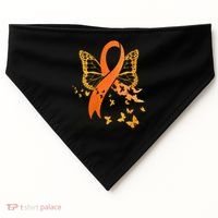 Multiple Sclerosis Awareness Orange Ribbon Butterfly Fighter USA-Made Doggie Bandana thumb 0