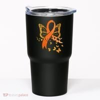 Multiple Sclerosis Awareness Orange Ribbon Butterfly Fighter Tumbler thumb 0