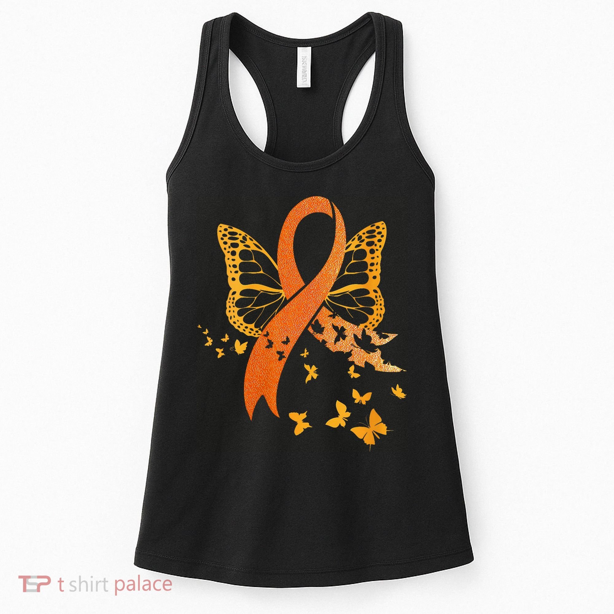 Multiple Sclerosis Awareness Orange Ribbon Butterfly Fighter Women's Tank Top