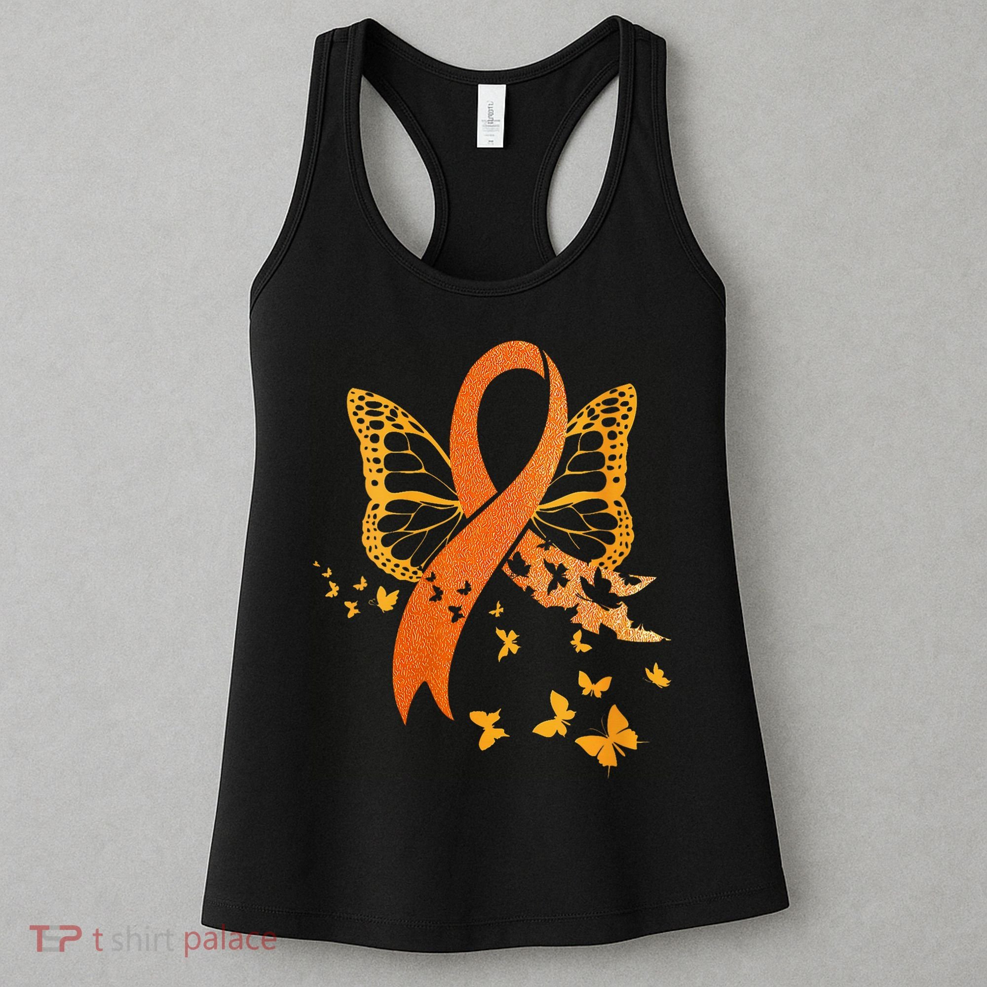 Multiple Sclerosis Awareness Orange Ribbon Butterfly Fighter Women's Tank Top