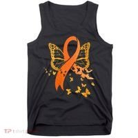 Multiple Sclerosis Awareness Orange Ribbon Butterfly Fighter Tank Top thumb 0