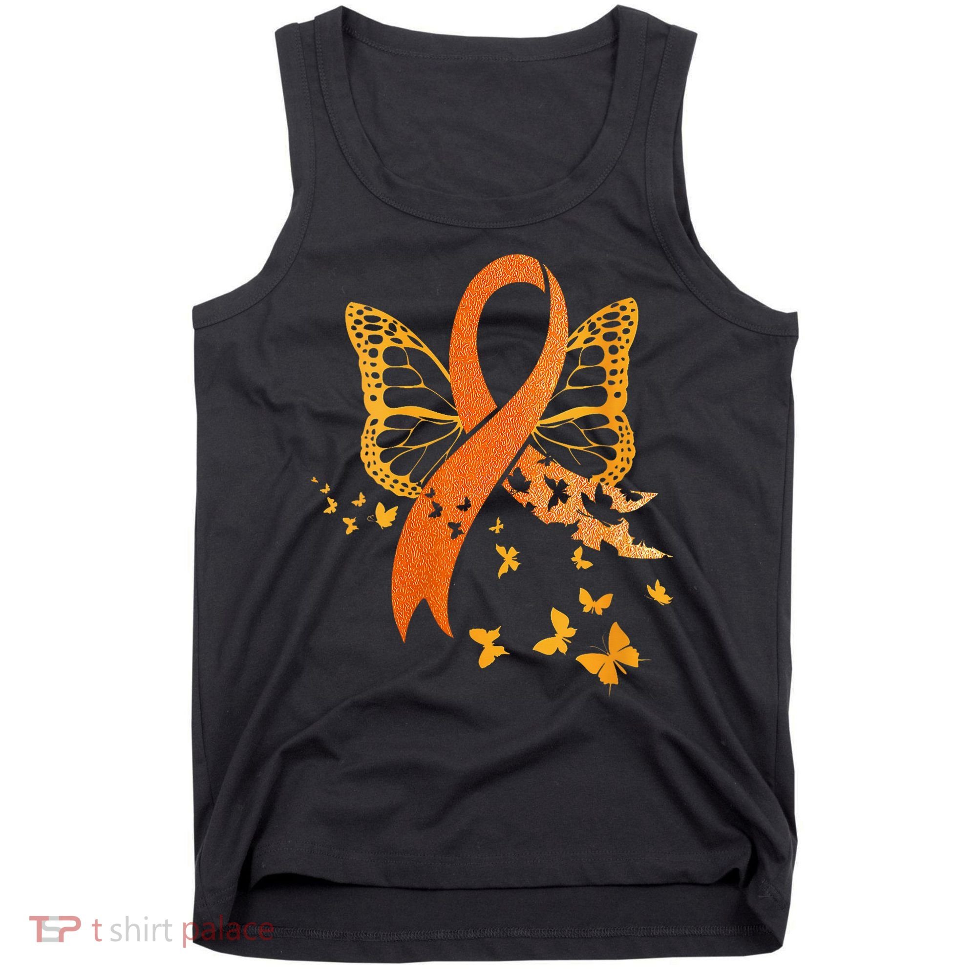 Multiple Sclerosis Awareness Orange Ribbon Butterfly Fighter Tank Top