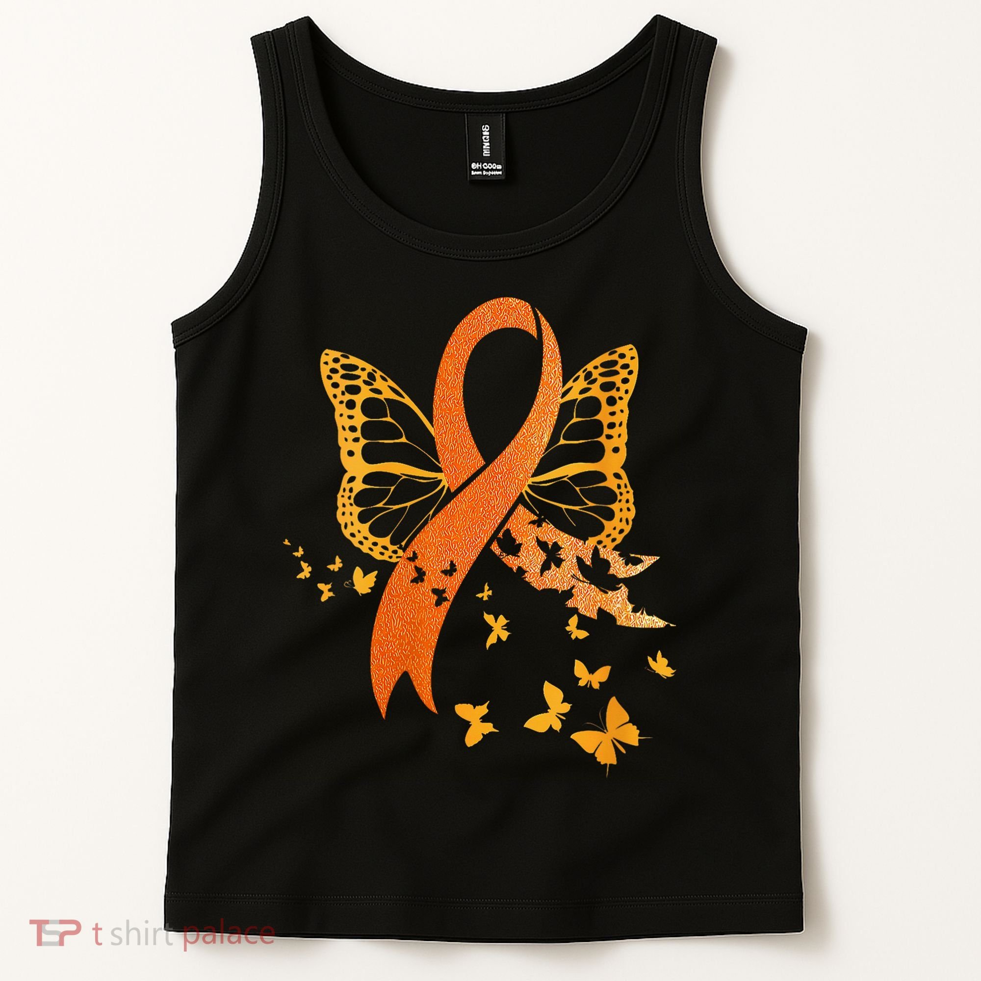 Multiple Sclerosis Awareness Orange Ribbon Butterfly Fighter Tank Top