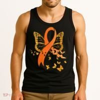 Multiple Sclerosis Awareness Orange Ribbon Butterfly Fighter Tank Top thumb 3