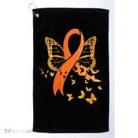 Multiple Sclerosis Awareness Orange Ribbon Butterfly Fighter Golf Towel thumb 0