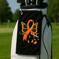 Multiple Sclerosis Awareness Orange Ribbon Butterfly Fighter Golf Towel thumb 2