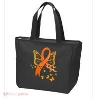 Multiple Sclerosis Awareness Orange Ribbon Butterfly Fighter Tote Bag thumb 3