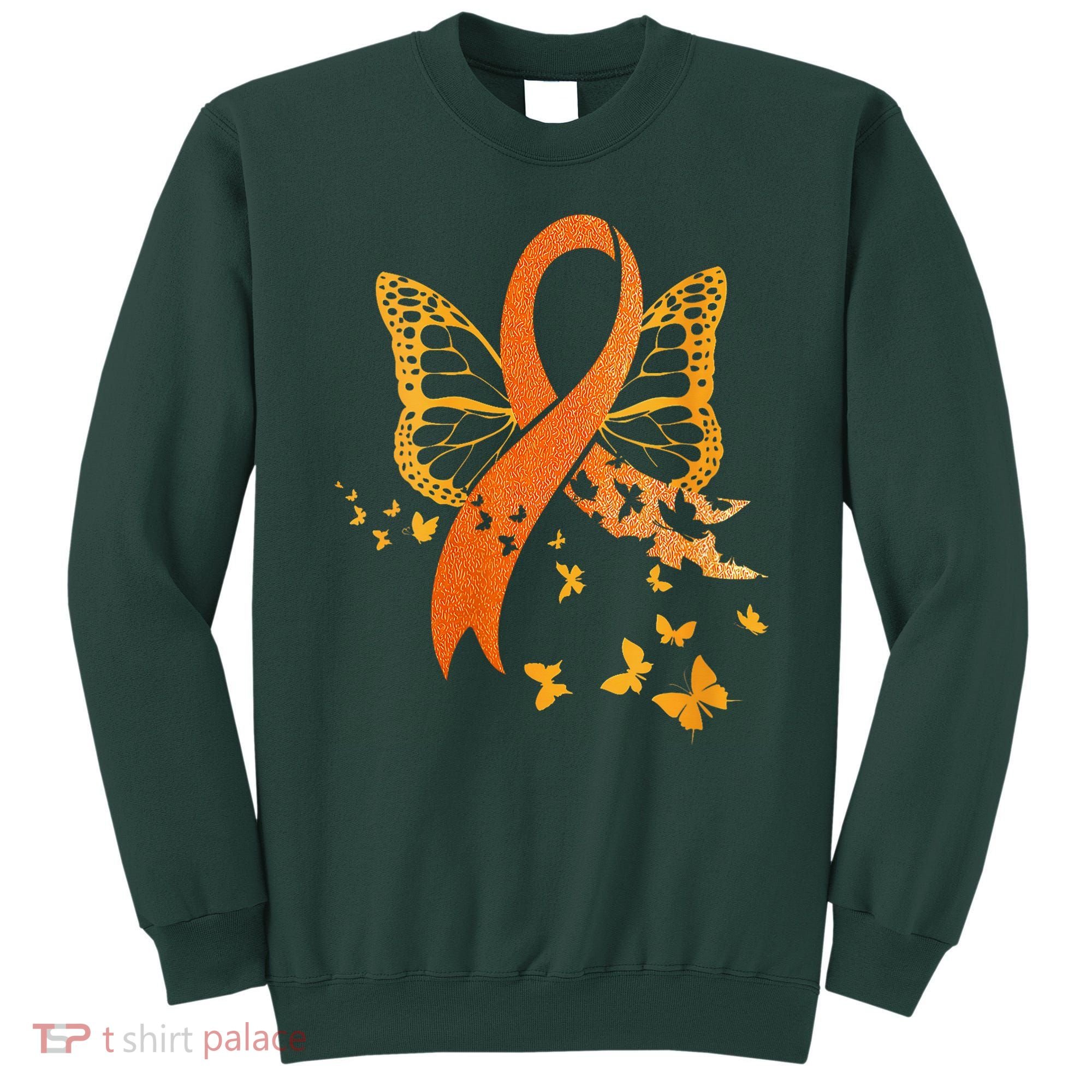 Multiple Sclerosis Awareness Orange Ribbon Butterfly Fighter Sweatshirt