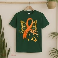 Multiple Sclerosis Awareness Orange Ribbon Butterfly Fighter T-Shirt thumb 2