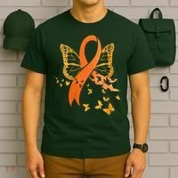 Multiple Sclerosis Awareness Orange Ribbon Butterfly Fighter T-Shirt thumb 6