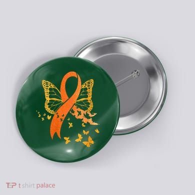 Multiple Sclerosis Awareness Orange Ribbon Butterfly Fighter Button