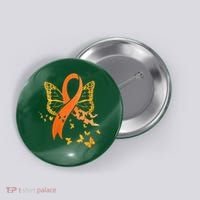 Multiple Sclerosis Awareness Orange Ribbon Butterfly Fighter Button thumb 0
