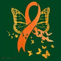 Multiple Sclerosis Awareness Orange Ribbon Butterfly Fighter Button thumb 1