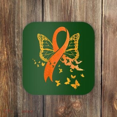 Multiple Sclerosis Awareness Orange Ribbon Butterfly Fighter Coaster