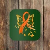 Multiple Sclerosis Awareness Orange Ribbon Butterfly Fighter Coaster thumb 0