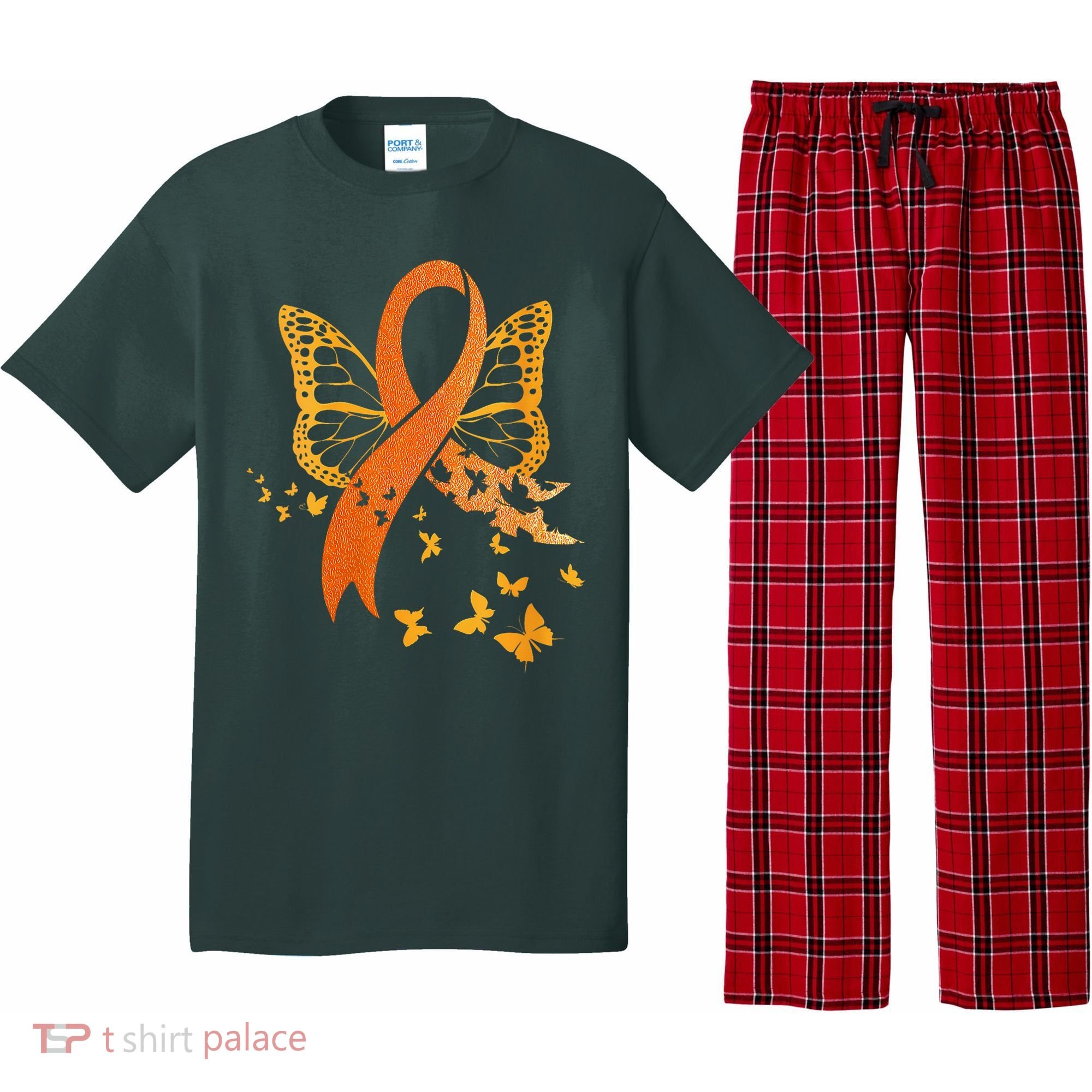 Multiple Sclerosis Awareness Orange Ribbon Butterfly Fighter Pajama Set