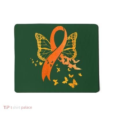 Multiple Sclerosis Awareness Orange Ribbon Butterfly Fighter Mousepad