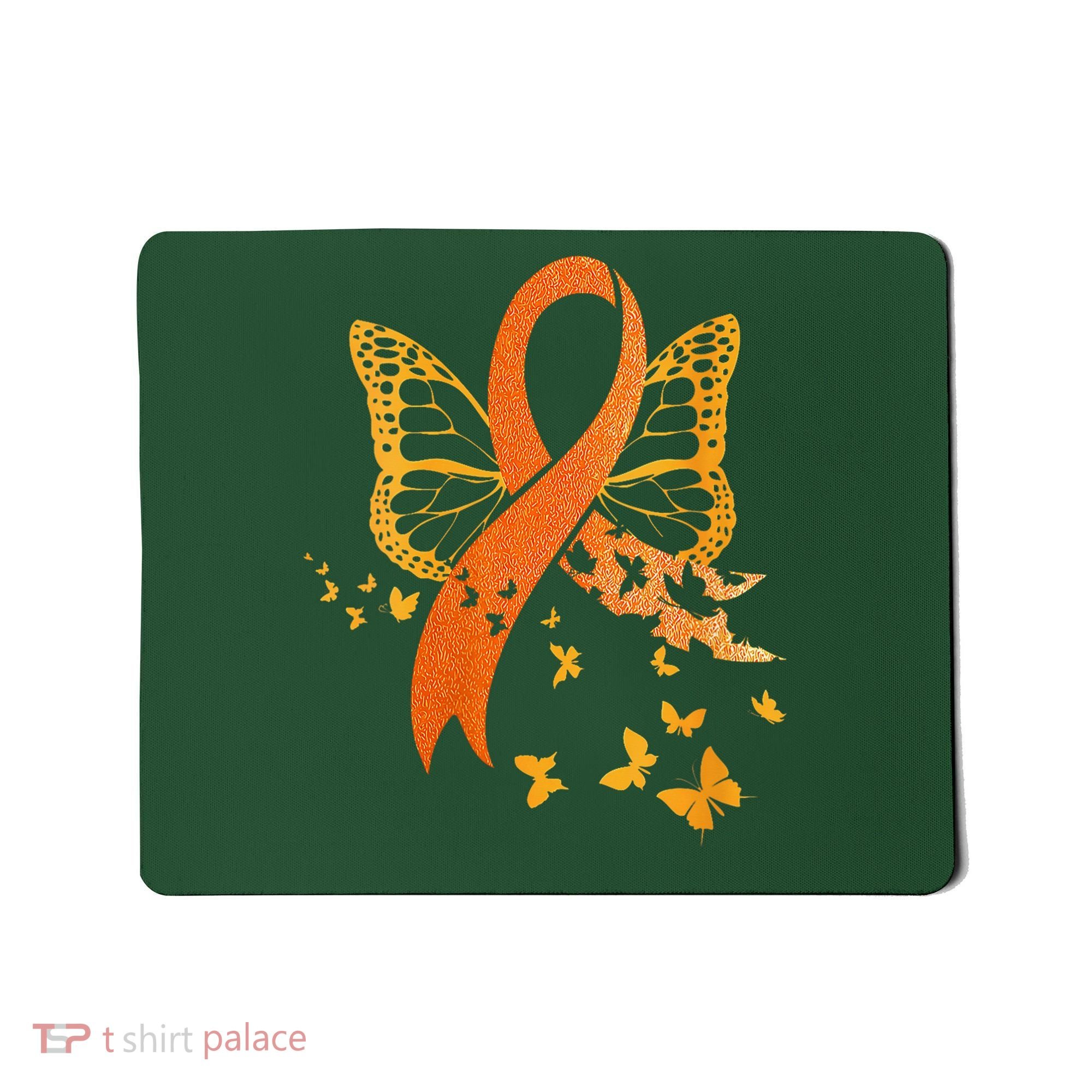 Multiple Sclerosis Awareness Orange Ribbon Butterfly Fighter Mousepad