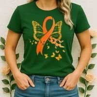 Multiple Sclerosis Awareness Orange Ribbon Butterfly Fighter Women's T-Shirt thumb 2