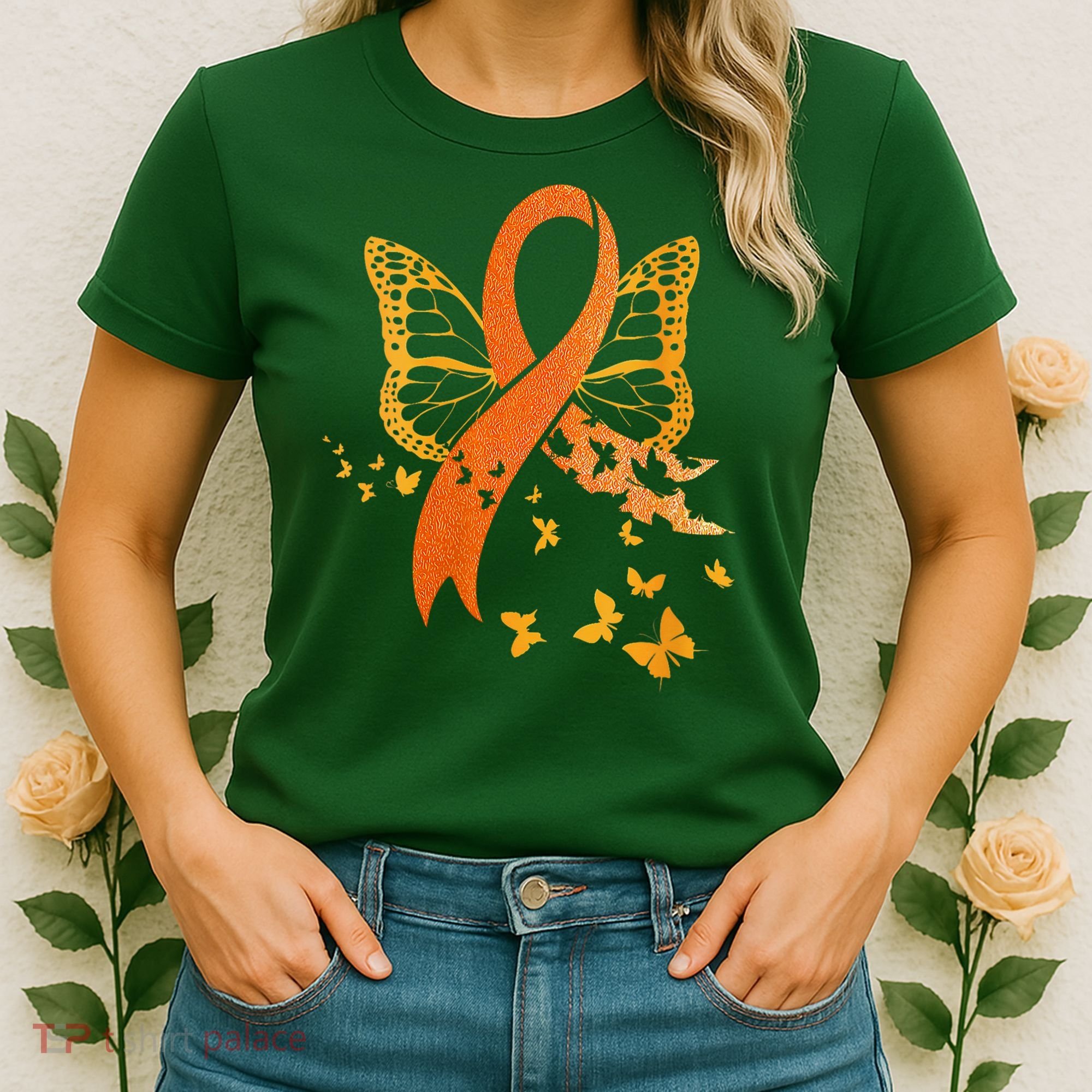 Multiple Sclerosis Awareness Orange Ribbon Butterfly Fighter Women's T-Shirt