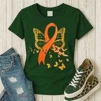Multiple Sclerosis Awareness Orange Ribbon Butterfly Fighter Women's T-Shirt thumb 3