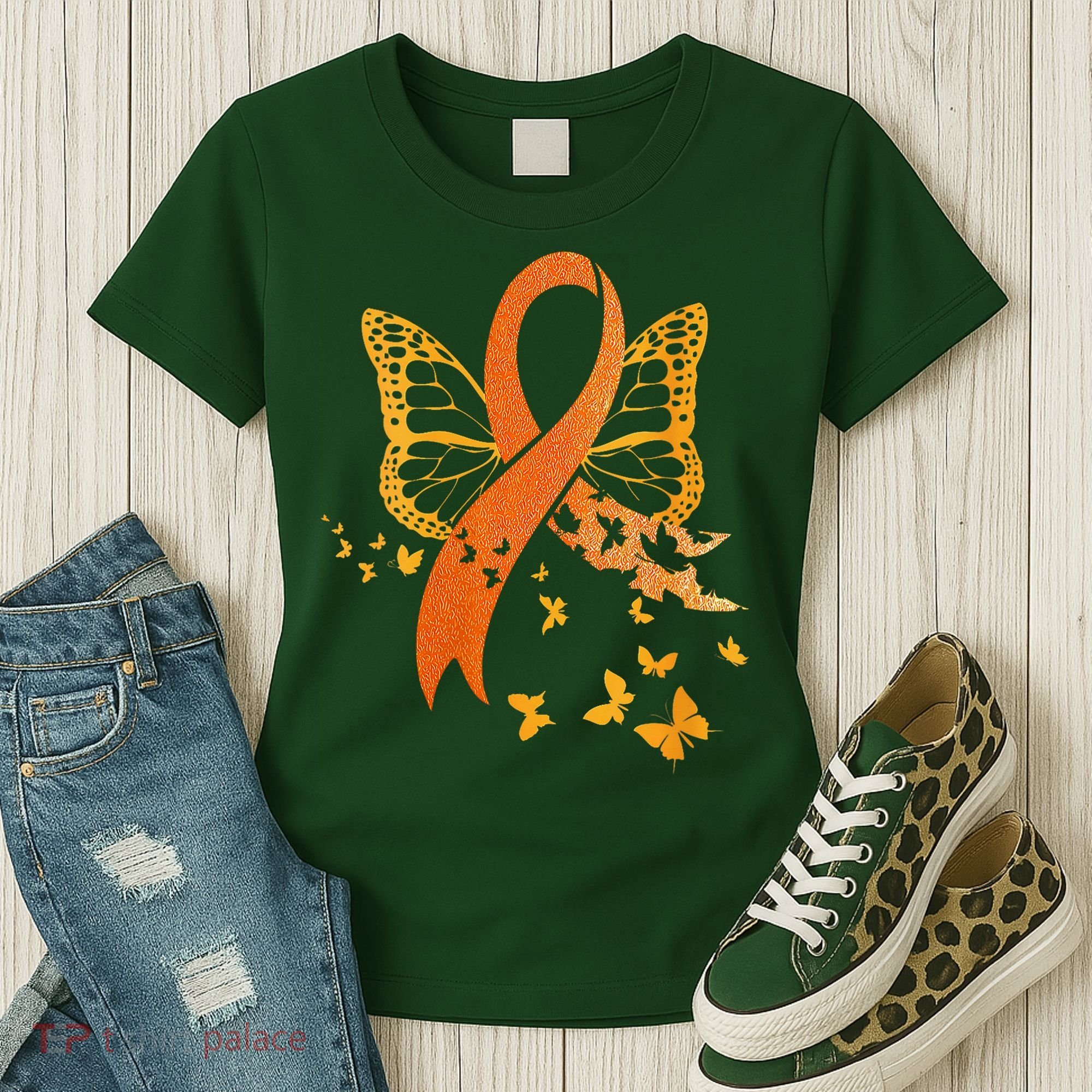 Multiple Sclerosis Awareness Orange Ribbon Butterfly Fighter Women's T-Shirt