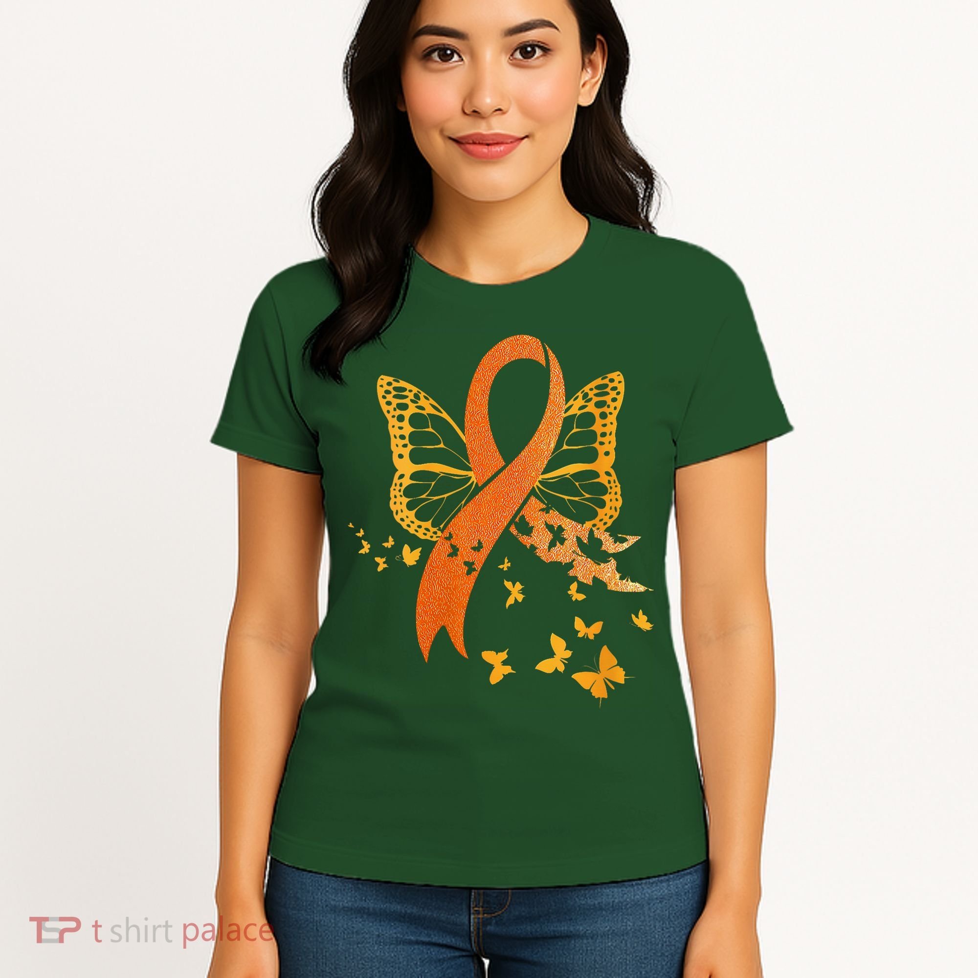 Multiple Sclerosis Awareness Orange Ribbon Butterfly Fighter Women's T-Shirt