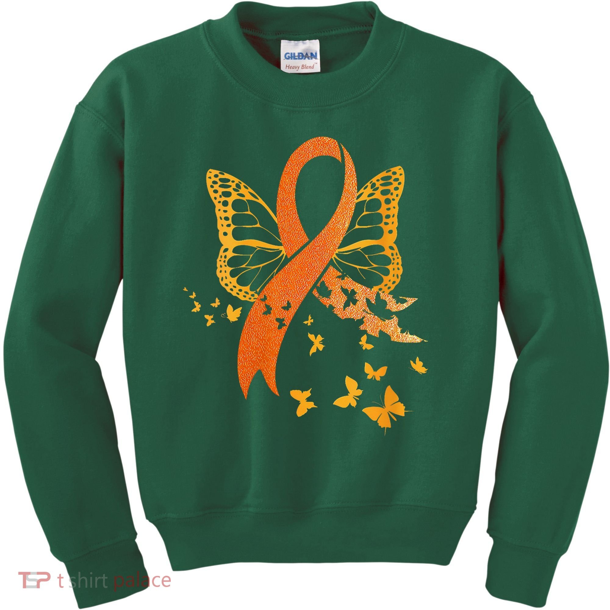 Multiple Sclerosis Awareness Orange Ribbon Butterfly Fighter Kids Sweatshirt