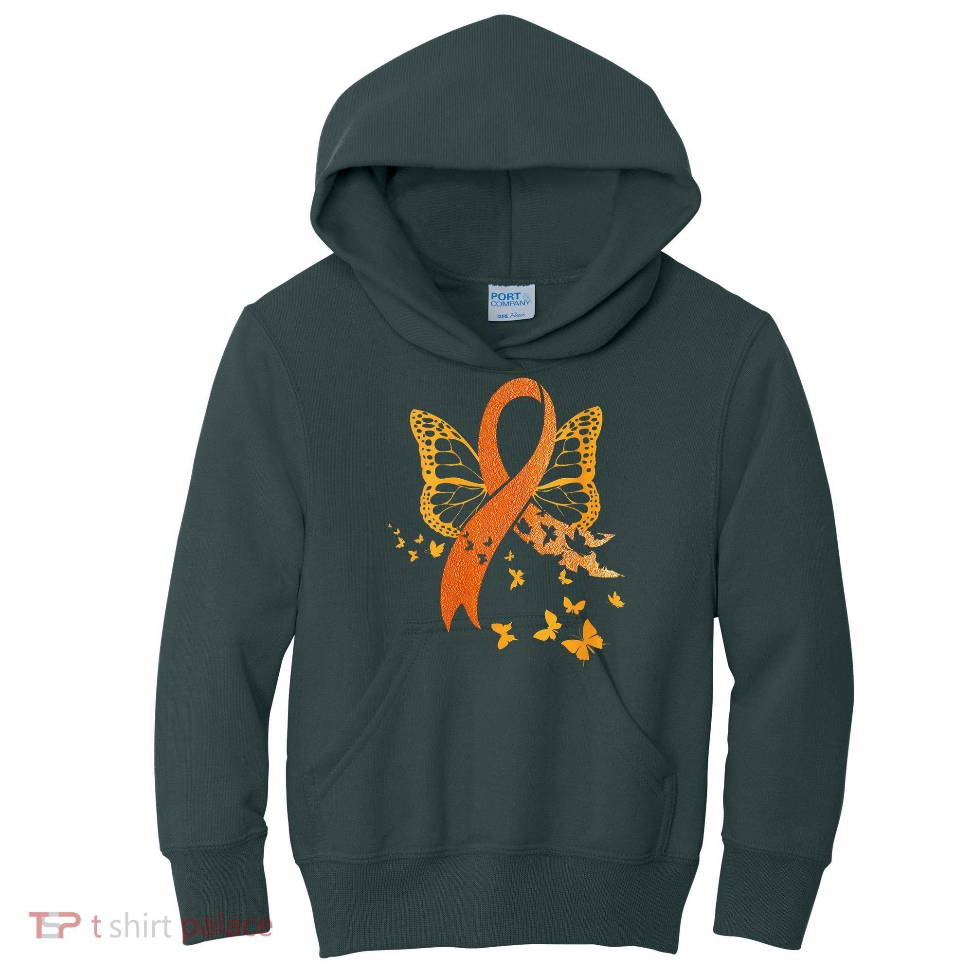 Multiple Sclerosis Awareness Orange Ribbon Butterfly Fighter Kids Hoodie