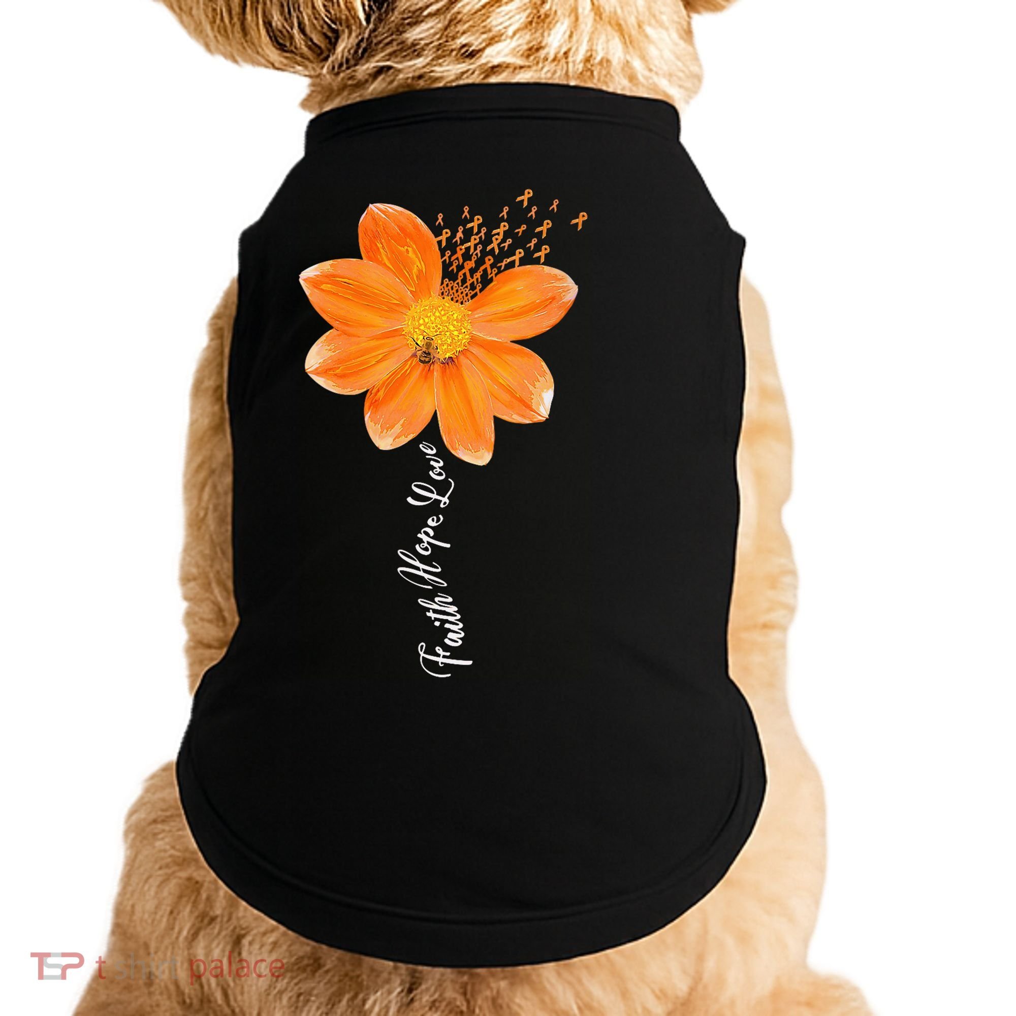 Multiple Sclerosis Awareness Orange Flower Ribbon Faith Hope Doggie Tank