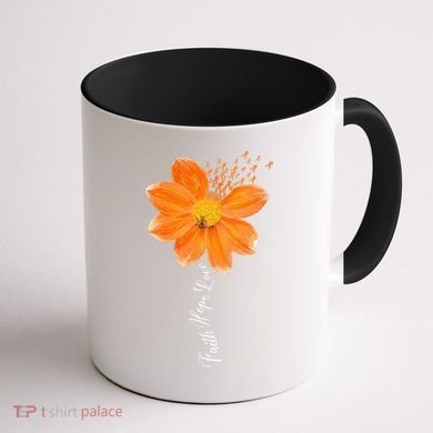 Multiple Sclerosis Awareness Orange Flower Ribbon Faith Hope Coffee Mug back