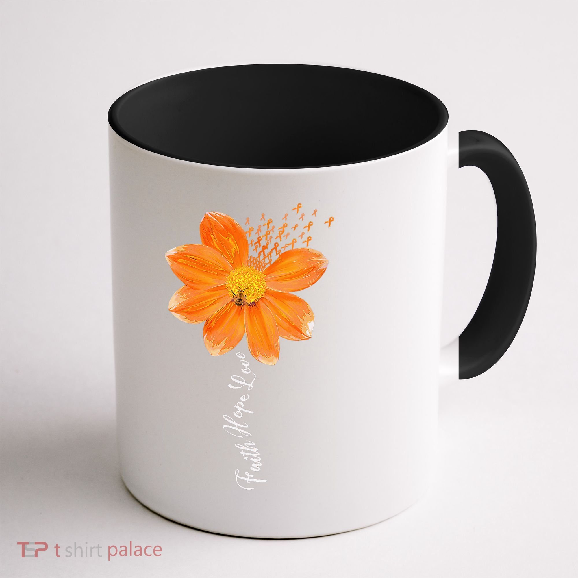 Multiple Sclerosis Awareness Orange Flower Ribbon Faith Hope Coffee Mug